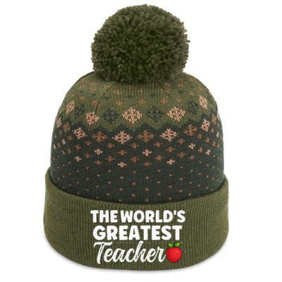 The World's Greatest Teacher School Best Favourite The Baniff Cuffed Pom Beanie