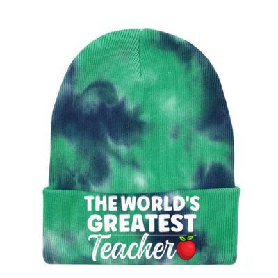 The World's Greatest Teacher School Best Favourite Tie Dye 12in Knit Beanie