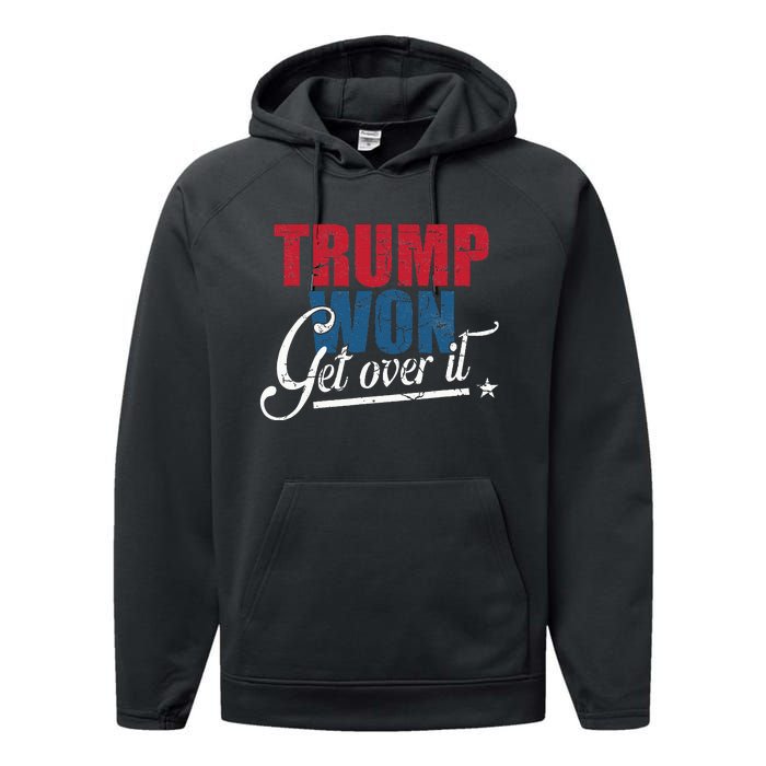 Trump Won Get Over It 2024 Election Inauguration Performance Fleece Hoodie