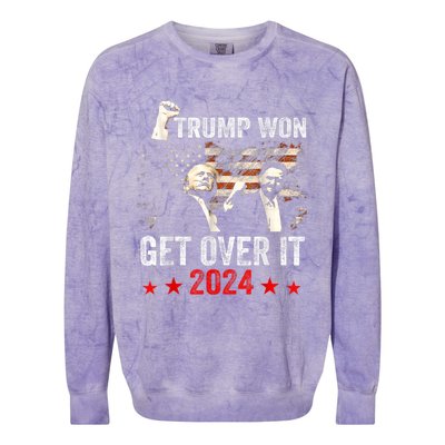 Trump Won Get Over It 2024 Patriotic Trump Colorblast Crewneck Sweatshirt