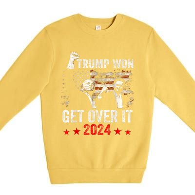 Trump Won Get Over It 2024 Patriotic Trump Premium Crewneck Sweatshirt