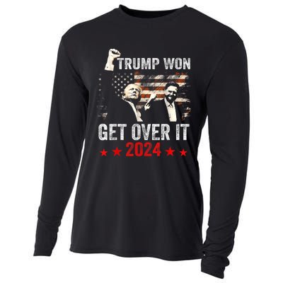 Trump Won Get Over It 2024 Patriotic Trump Cooling Performance Long Sleeve Crew