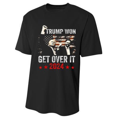 Trump Won Get Over It 2024 Patriotic Trump Performance Sprint T-Shirt