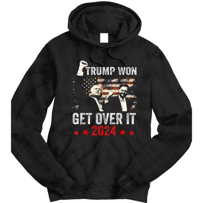 Trump Won Get Over It 2024 Patriotic Trump Tie Dye Hoodie