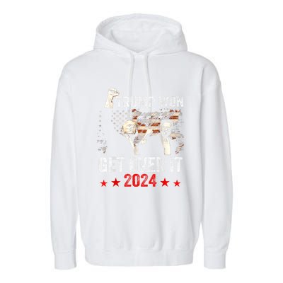 Trump Won Get Over It 2024 Patriotic Trump Garment-Dyed Fleece Hoodie