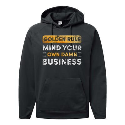 Tim Walz Golden Rule Mind Your Own Damn Business Performance Fleece Hoodie