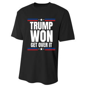 Trump Won Get Over It Patriotic Pro Trump Anti Kamala Funny Performance Sprint T-Shirt