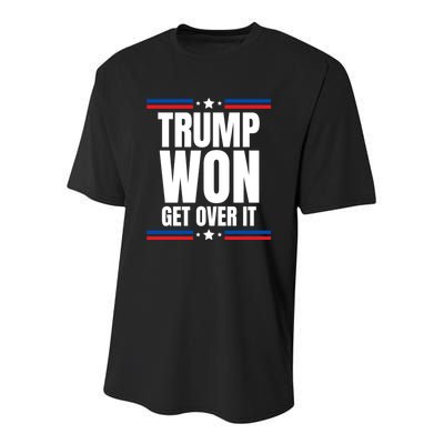 Trump Won Get Over It Patriotic Pro Trump Anti Kamala Funny Youth Performance Sprint T-Shirt