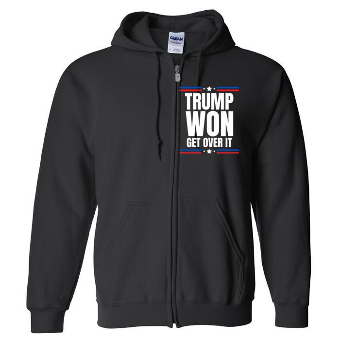 Trump Won Get Over It Patriotic Pro Trump Anti Kamala Funny Full Zip Hoodie