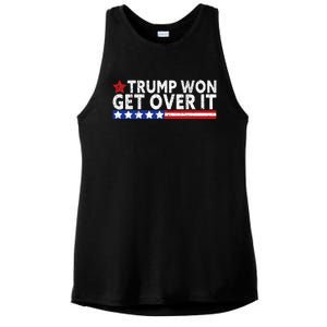 Trump Won Get Over It 2024 Flag Usa Ladies PosiCharge Tri-Blend Wicking Tank