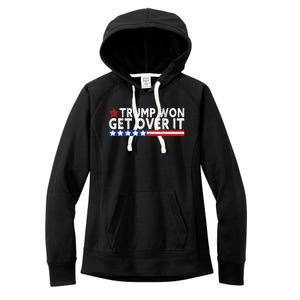 Trump Won Get Over It 2024 Flag Usa Women's Fleece Hoodie