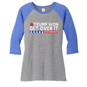 Trump Won Get Over It 2024 Flag Usa Women's Tri-Blend 3/4-Sleeve Raglan Shirt