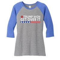 Trump Won Get Over It 2024 Flag Usa Women's Tri-Blend 3/4-Sleeve Raglan Shirt