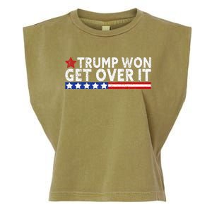 Trump Won Get Over It 2024 Flag Usa Garment-Dyed Women's Muscle Tee