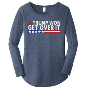 Trump Won Get Over It 2024 Flag Usa Women's Perfect Tri Tunic Long Sleeve Shirt