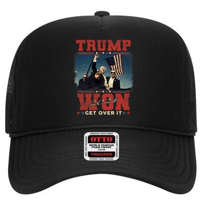 Trump Won Get Over It 2024 I Have Voted For Trump High Crown Mesh Back Trucker Hat