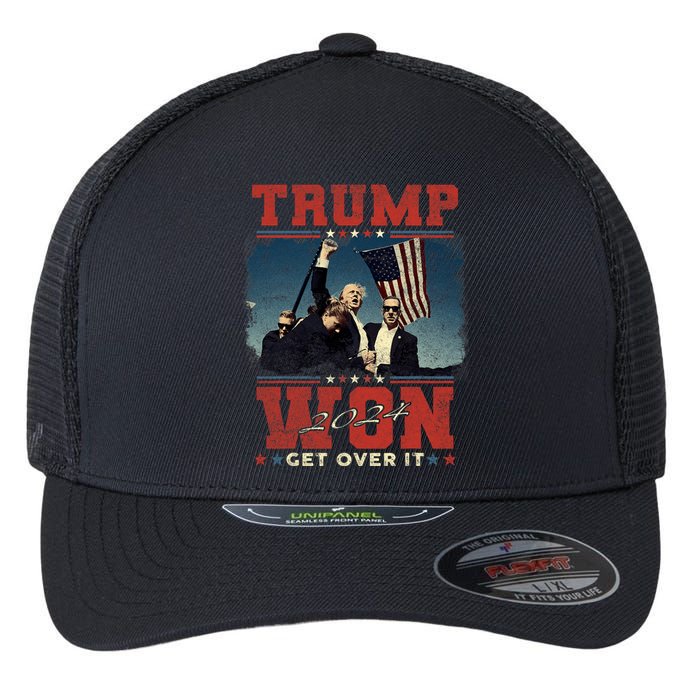 Trump Won Get Over It 2024 I Have Voted For Trump Flexfit Unipanel Trucker Cap