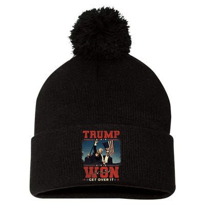 Trump Won Get Over It 2024 I Have Voted For Trump Pom Pom 12in Knit Beanie