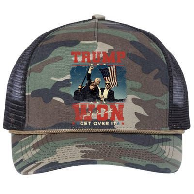 Trump Won Get Over It 2024 I Have Voted For Trump Retro Rope Trucker Hat Cap