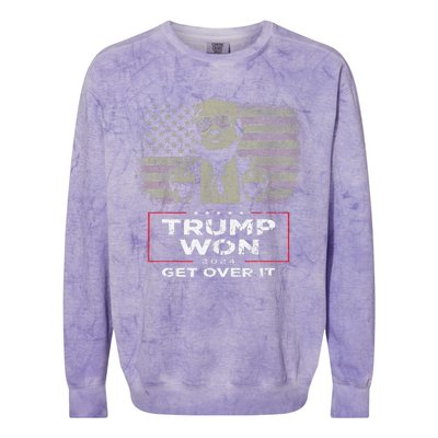 Trump Won Get Over It 2024 Vintage America Flag Colorblast Crewneck Sweatshirt