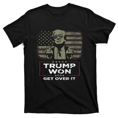 Trump Won Get Over It 2024 Vintage America Flag T-Shirt