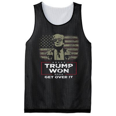 Trump Won Get Over It 2024 Vintage America Flag Mesh Reversible Basketball Jersey Tank