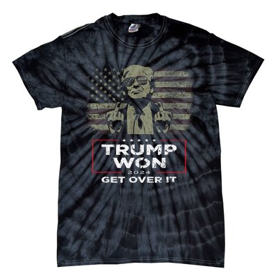 Trump Won Get Over It 2024 Vintage America Flag Tie-Dye T-Shirt