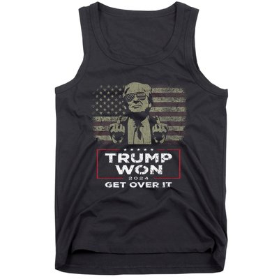 Trump Won Get Over It 2024 Vintage America Flag Tank Top