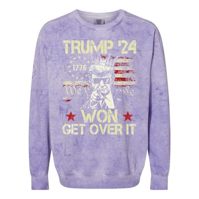 Trump Won Get Over It 2024 Colorblast Crewneck Sweatshirt