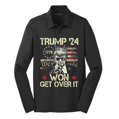 Trump Won Get Over It 2024 Silk Touch Performance Long Sleeve Polo