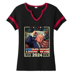 Trump Won Get Over It Patriotic Pro Trump Anti Kamala Ladies Halftime Notch Neck Tee