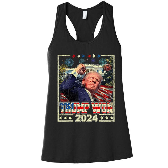 Trump Won Get Over It Patriotic Pro Trump Anti Kamala Women's Racerback Tank