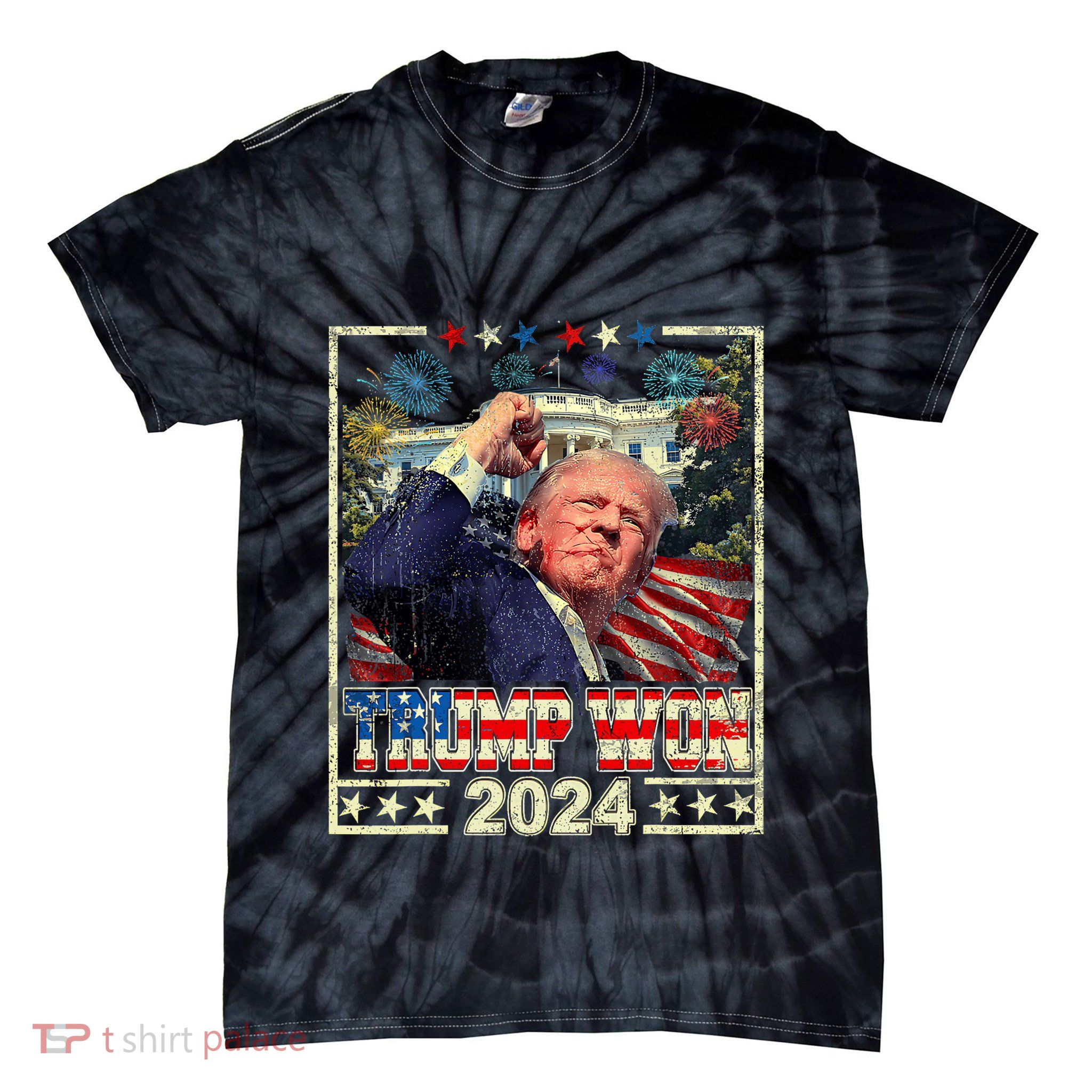 Trump Won Get Over It Patriotic Pro Trump Anti Kamala Tie-Dye T-Shirt