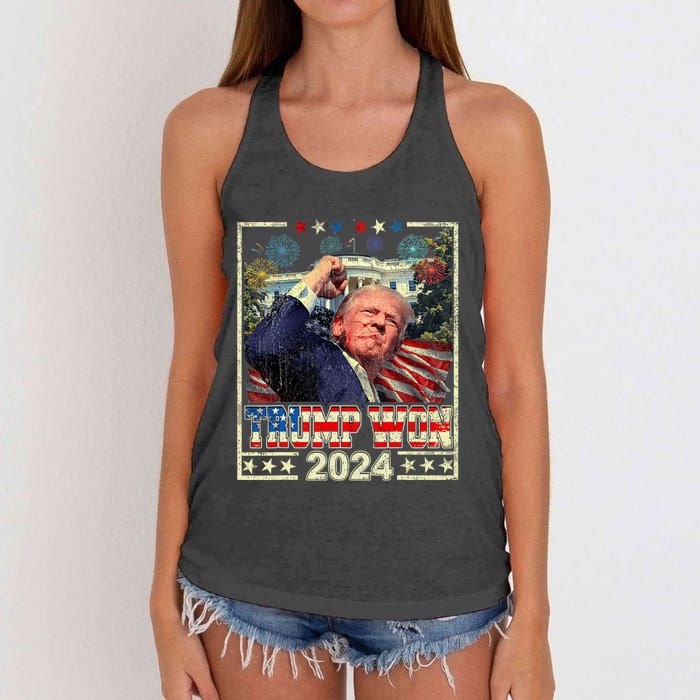 Trump Won Get Over It Patriotic Pro Trump Anti Kamala Women's Knotted Racerback Tank