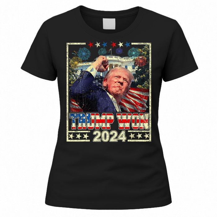 Trump Won Get Over It Patriotic Pro Trump Anti Kamala Women's T-Shirt