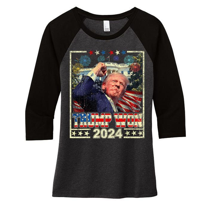 Trump Won Get Over It Patriotic Pro Trump Anti Kamala Women's Tri-Blend 3/4-Sleeve Raglan Shirt