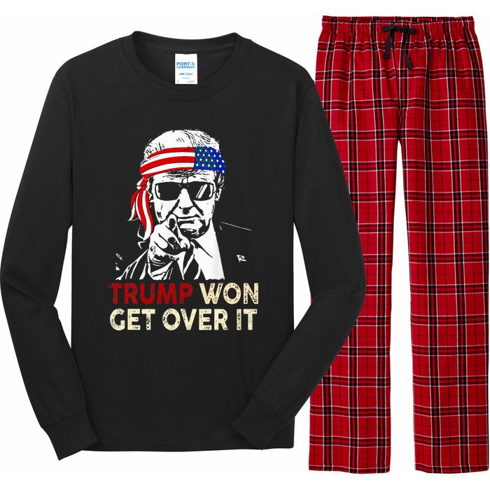 Trump Won Get Over It Patriotic Pro Trump Anti Kamala Long Sleeve Pajama Set