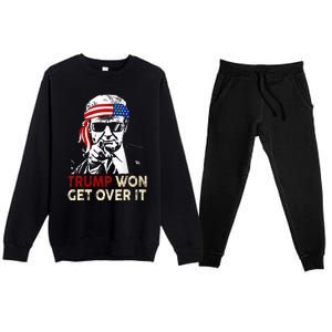 Trump Won Get Over It Patriotic Pro Trump Anti Kamala Premium Crewneck Sweatsuit Set