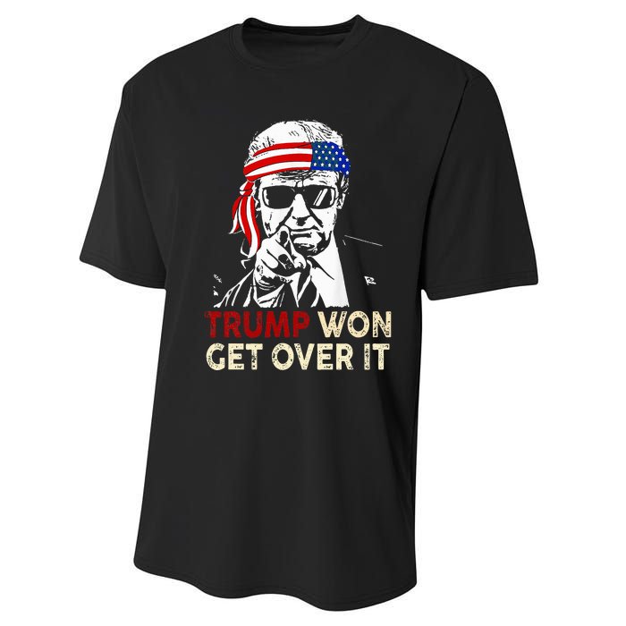 Trump Won Get Over It Patriotic Pro Trump Anti Kamala Performance Sprint T-Shirt