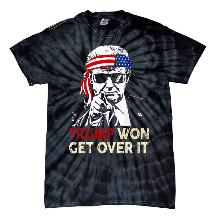 Trump Won Get Over It Patriotic Pro Trump Anti Kamala Tie-Dye T-Shirt