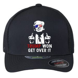 Trump Won Get Over It Patriotic Pro Trump Anti Kamala Flexfit Unipanel Trucker Cap