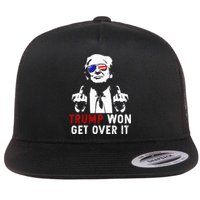 Trump Won Get Over It Patriotic Pro Trump Anti Kamala Flat Bill Trucker Hat