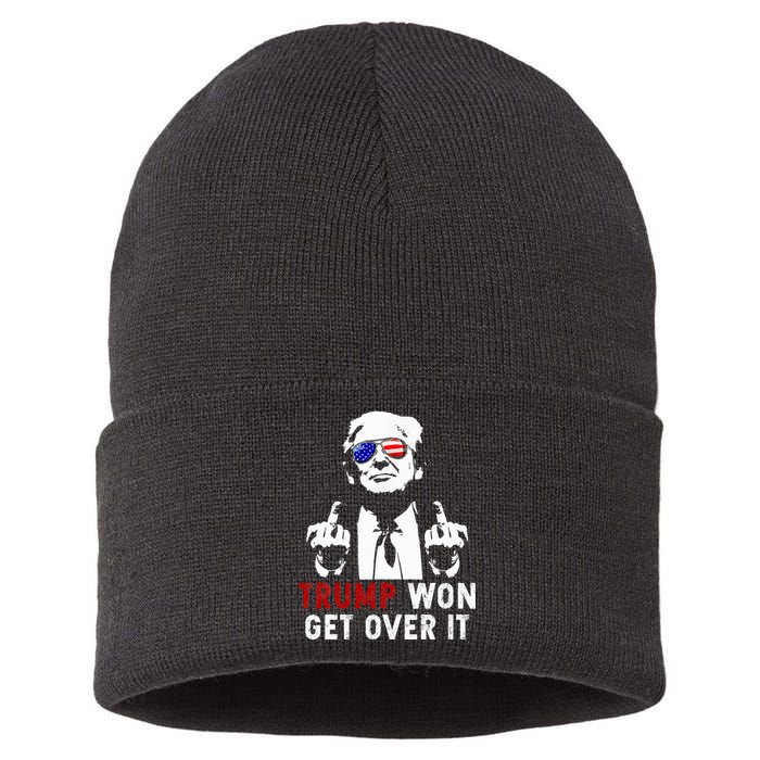 Trump Won Get Over It Patriotic Pro Trump Anti Kamala Sustainable Knit Beanie