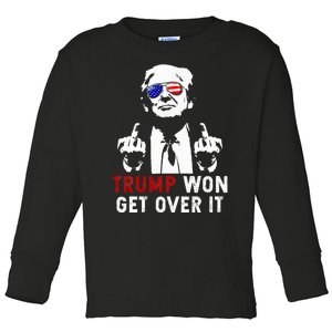 Trump Won Get Over It Patriotic Pro Trump Anti Kamala Toddler Long Sleeve Shirt