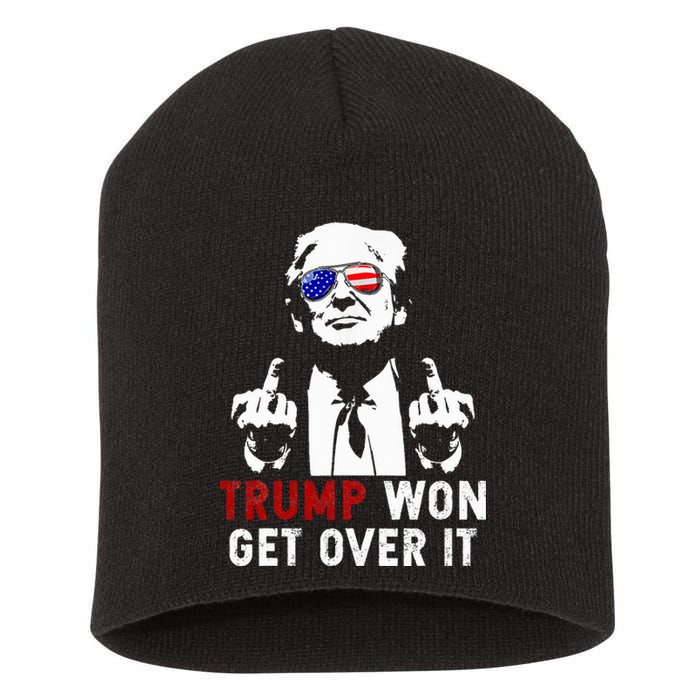 Trump Won Get Over It Patriotic Pro Trump Anti Kamala Short Acrylic Beanie