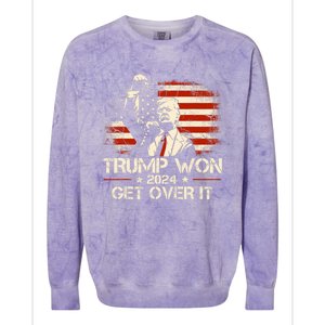 Trump Won Get Over It 2024 Election President 47th Us Flag Colorblast Crewneck Sweatshirt