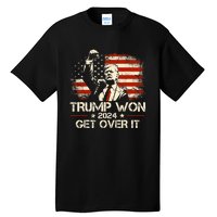 Trump Won Get Over It 2024 Election President 47th Us Flag Tall T-Shirt