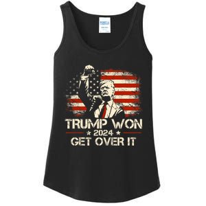 Trump Won Get Over It 2024 Election President 47th Us Flag Ladies Essential Tank