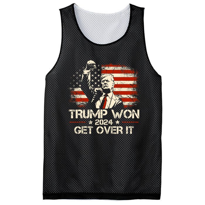 Trump Won Get Over It 2024 Election President 47th Us Flag Mesh Reversible Basketball Jersey Tank