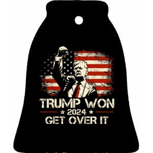 Trump Won Get Over It 2024 Election President 47th Us Flag Ceramic Bell Ornament